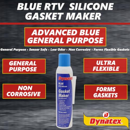 Image of Dynatex Blue RTV Silicone Gasket Maker 8 oz Automatic Can - Oxygen Sensor Safe, OEM Specs, Gear Oil Resistant, Oil /Water Resistant, Made in the USA (3-Pack)