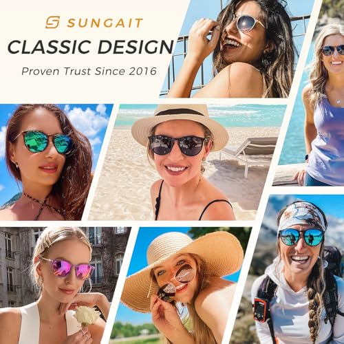 Image of SUNGAIT Premium Vintage Round Sunglasses for Women Men Classic Retro Style