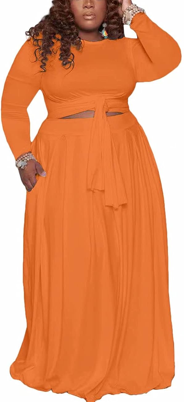 orange plus size maxi dress