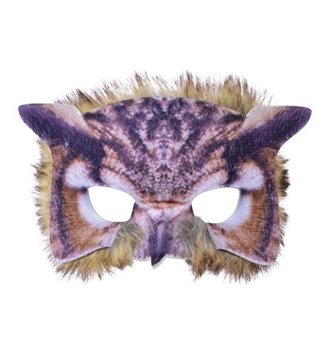 Bristol Novelty X78697 Masque de Hibou réaliste en Fourrure, 1 pièce, Unisexe, pour Adulte, Multicolore, Taille Unique Halloween