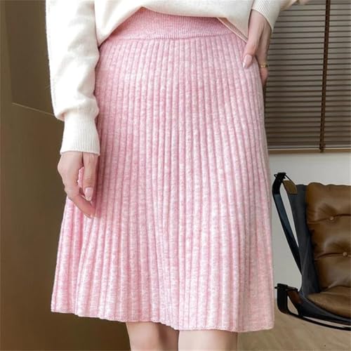 Women Autumn Winter Wool Knit Skirt High Waist A-Line Elastic Slim Drape Warm Skirt2