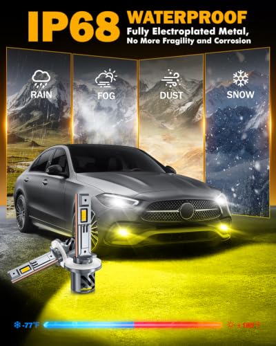 Image of Auxbeam 880 881 Fog Lights Golden Yellow Powersport Lights Offroad 16000LM