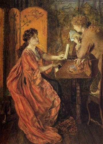 Cuadro de lienzo El dúo de Madox Rossetti para decorar un dormitorio elegante con pintura