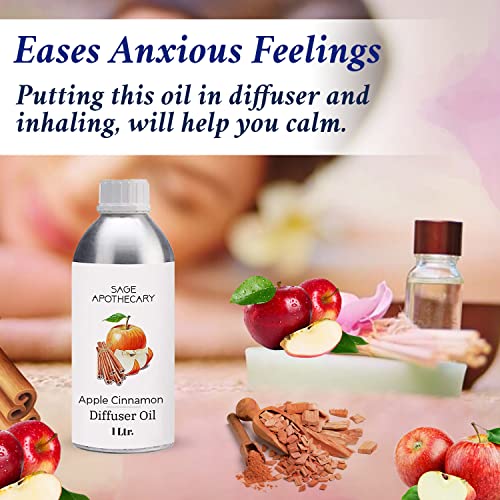 Image of Sage Apothecary Apple Cinnamon Diffuser Oil Natural Aromatherapy Oil for Sleep and Relaxation - 1 L