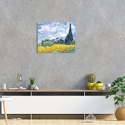 Van Gogh Canvas Wall Art: Wheat Field With Cypresses Oil Painting Picture Reproduction Bedroom Decor, Famous Art Prints Modern Artwork Framed Poster Home Decoration 12" X 15" #TOP5