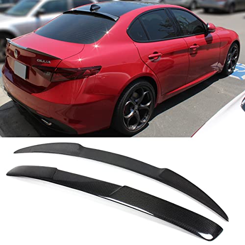Carbon Fiber VQ Style Trunk Lid Spoiler Wing + Rear Window Roof Spoiler Compatible for 2017-2024 Alfa Romeo Giulia All Models