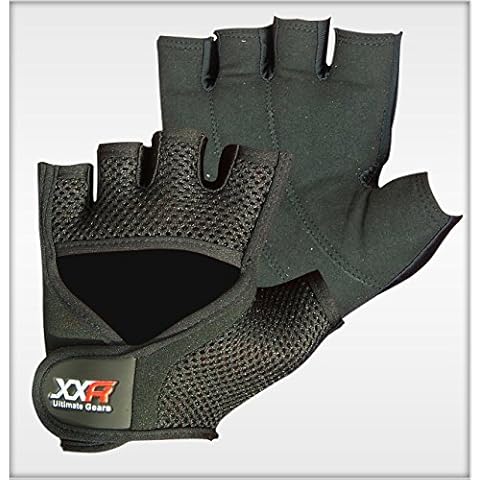XXR Yellow Padded Cycling Gloves MTB Mountain Bike Biker Gloves Fingerless Bicycle Exercise Gym Fitness Gloves Amara Gloves (Black, Large (8.5" - 9.0")) Cover