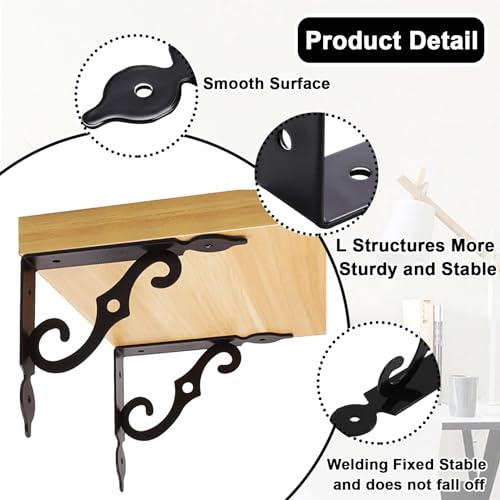 Xlehoely XLEHOELY1128 Xlehoel 10 Pack Decorative Shelf Brackets,7.4 Inch Wall Mounted L Shape Floating Shelf Bracket,L Bracket thumb #2