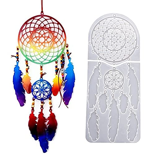 Woohome Dream Catcher Resin Moulds, Big Dream Catcher Resin Casting Mould with Jump Rings - Image 4