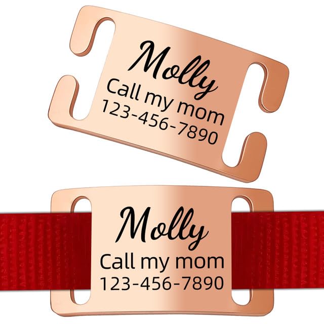 Personalised Dog Tags Engraved for Pets - Custom Name & ID Tag with Silent Slide-On Design for Dogs & Cats | Engrave Pet Identity on Stainless Steel Tag for Collar