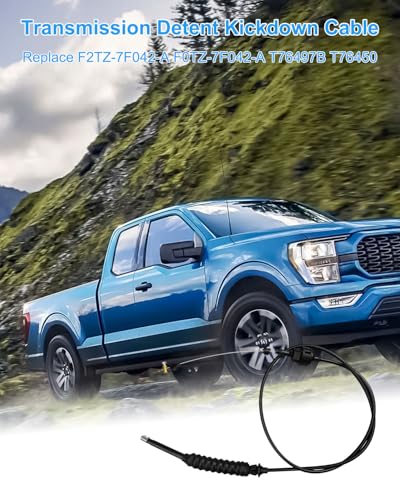 HUQUZN Transmission Detent Kickdown Cable Fit for Ford AOD Truck Bronco E-150 F-150 F-250 1987-1993 Replace F2TZ-7F042-A F0TZ-7F042-A T76497B T76450