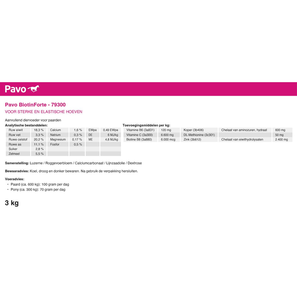 Unbekannt Pavo biotina Forte 3 kg