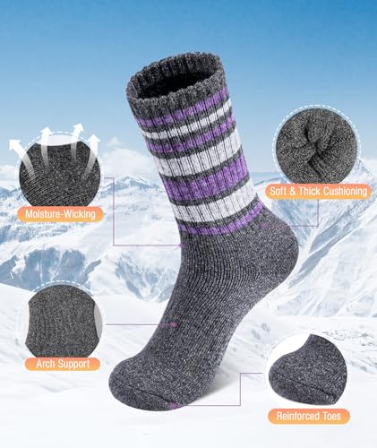 BESTENA 5 Pairs Merino Wool Socks for Women Hiking Socks Thermal Warm Winter Sock Women Crew Cushion Work Boot Outdoor Socks4