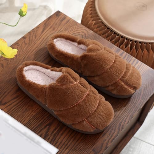 Mexican Concha Slippers for Women Men Concha Pantuflas Slippers Warm Soft Fluffy Plush House Slippers Bread House Slipper2