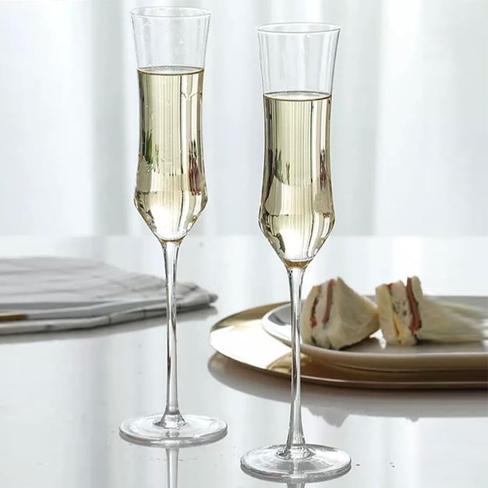 Melbify Tube Wine Glasses | Set of 6 | 160 ml | Wide Mouth Luxury Wine Glass | Fancy| Imported | Crystal Wine Glasses Gift Set | Designer | Unique Wine Glasses