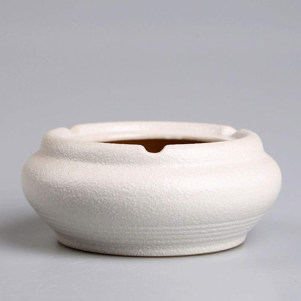 ZA Round Ceramic Ashtrays for Cigarettes, Gifts and Home Office Decoration, Ash Holder for Smokers, Smoking Ash Tray for Outdoor Indoor Use (Color : White)