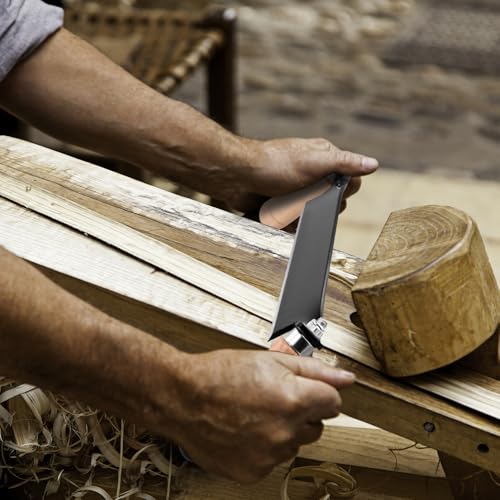 QWORK® 250 mm Zugmesser Reifmesser mit Hohe Schärfe, Gehärteter Hohlschliffklinge, Ergonomischen Holzgriffen (Gerade)