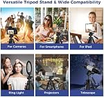 190cm/75 Camera Tripod, Lightweight Aluminum, Remote | For iPhone, iPad, DSLR, Laser Rangefinder, 5kg Max Load, 360° Pan Head, Remote, Lightweight, Portable, Video, Photography