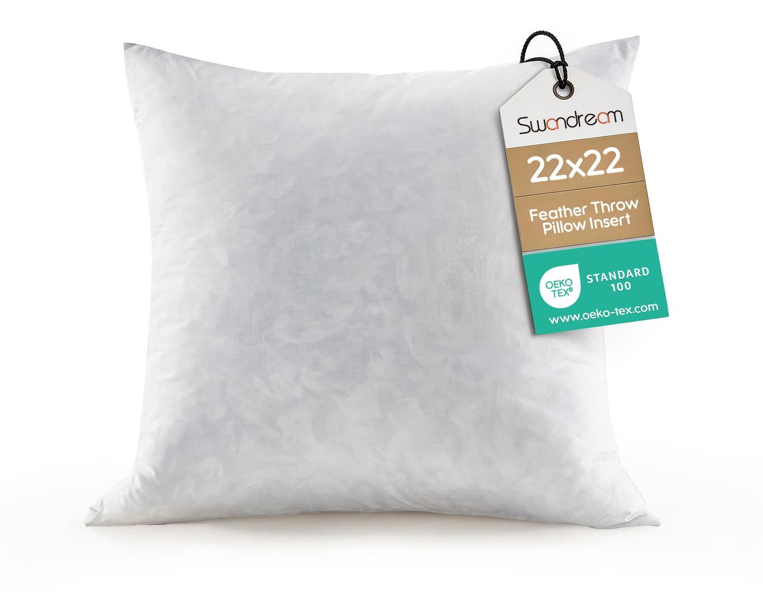 22x22 Feather Throw Pillow Insert, Decorative Pillow Insert for Covers, Fuller Fit with Soft Support for Bed and Couch