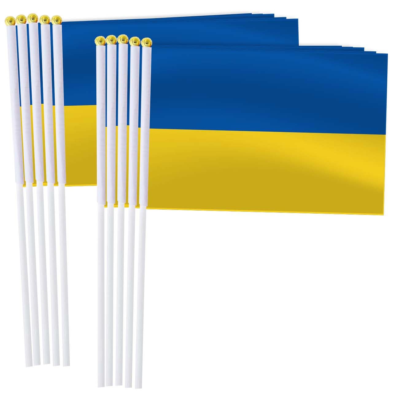 25 Pack Ukraine Handheld Small Flag,Mini Ukrainians Hand Held Miniature Stick Decor — image 1