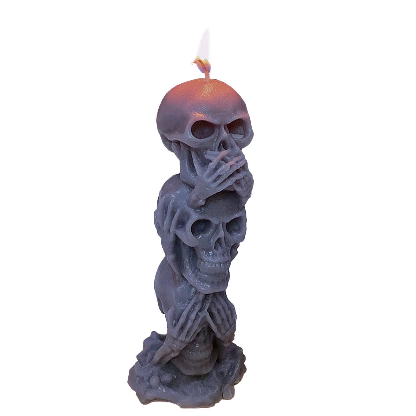 Sportable Bougie d'Halloween en forme de tête de mort – Bougies de décoration d'Halloween – Bougies