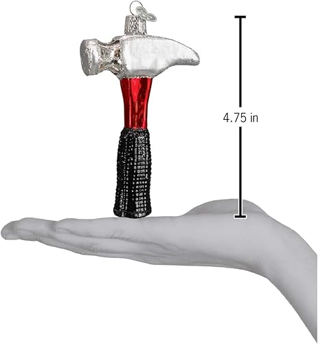 Miniatura 3 de Old World Christmas Herramientas de contratista Adornos de vidrio soplado para martillo de garra de árbol de Navidad