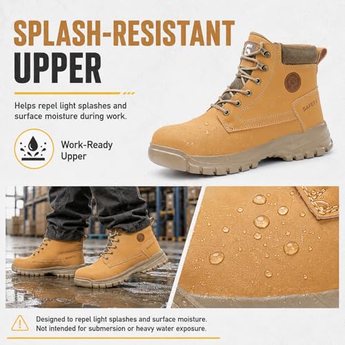 Image of Steel Toe Boots for Men Puncture Resistant Work Utility Safety Shoes