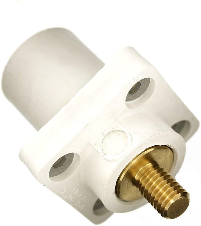 Leviton 16R23-UW 16-Series Taper Nose, Male, Panel Receptacle, 90°, Threaded Stud, Cam-Type Connector, White