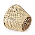 LAMSU Small Rattan Lamp Shade, Boho Bell Lamp Shades for Table Lamps, Wicker Woven Lampshade Replacement for Floor Lamp, Wall Sconces Light Cover, Spider Fitter (Brown, 5.5x10x7 inch)
