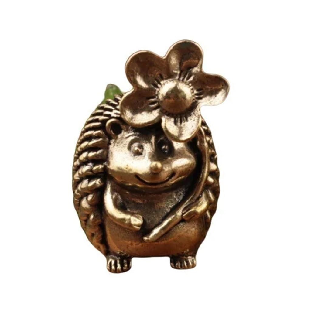 Huolimxun Solid Brass Hedgehog Figurine Vintage Animal Sculpture Crafts Cute Copper Sculpture Gift(B)