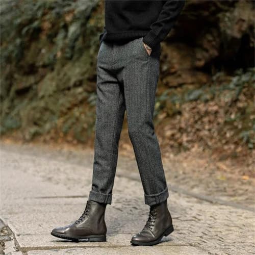 Men's Winter Wool Trousers Large Size Herringbone Pattern Classic Style Straight Leg Harem Pants Warm Comfortable2