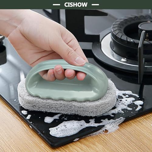 4stk Badewannen Fliesen Reinigungsschwamm Bürsten Scheuerpads Bürsten Schwamm Scheuerschwamm Schnellreinigungs Hochleistungs BBQ Reinigungsbürste, für Küche Badezimmer Boden Wand Waschbecken