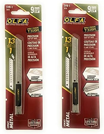 O L F A 5018 SVR-1 9mm Stainless Steel Slide-Lock Utility Knife (2 PACK)