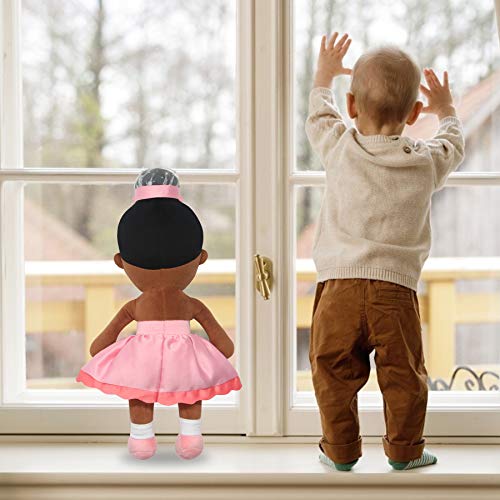 Maxshop Plush Dolls 17'' First Baby Doll For Kids Super Soft Plush Toy Gift (Pink Dress Black Doll) #TOP2