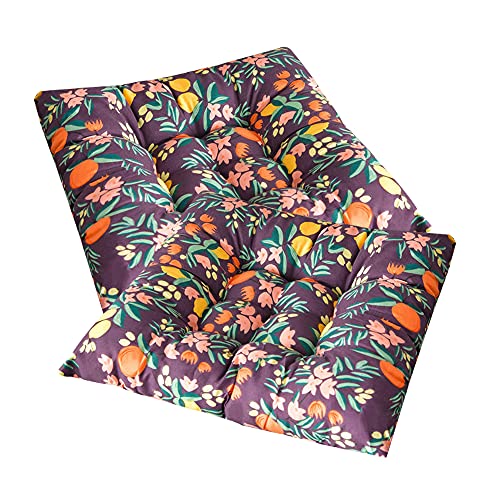 Stuhlkissen mit Bändern 2er Set, Chickw1 Obst Sitzkissen Gefüllt Dekokissen Zierkissen Gartenkissen für Gartenstuhl, Küche oder Esszimmerstuhl Indoor und Outdoor (40x40cm,Zitrone)