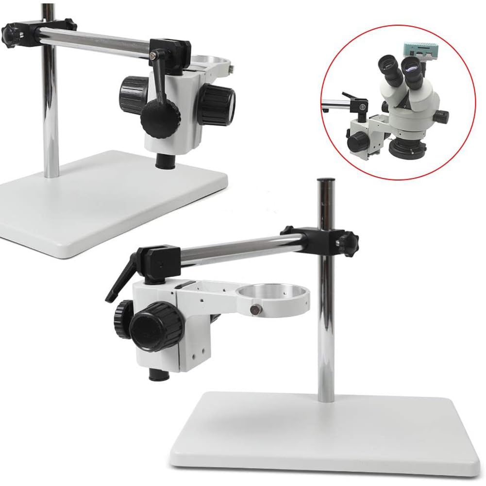 Soporte de mesa de microscopio estéreo, binocular de rotación de 360 grados y soporte triocular, soporte de enfoque de 76 mm para una mejor observación