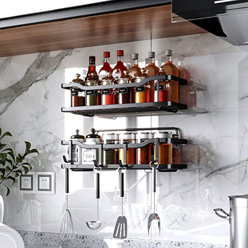 2-Pack Adhesive Shower Caddy, Shower Shelf, No Drilling Rustproof Stainless Steel Omaira Shower Organizer For Inside Shower & Kitchen Storage (Matte Black) #TOP3