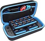 TAKECASE Carrying Case for Nintendo Switch and New OLED - Protective Hard Case Includes Pouch That Fits Adapter/Charger, Accessories and 19 games storage - Perfect for Travel (Blue - Black)