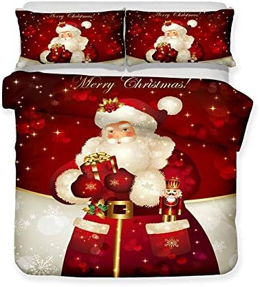 Miniatura 5 de Juego de ropa de cama 3D con estampado de Navidad de Papá Noel, ropa de cama realista con funda de almohada, textiles para el hogar, funda de