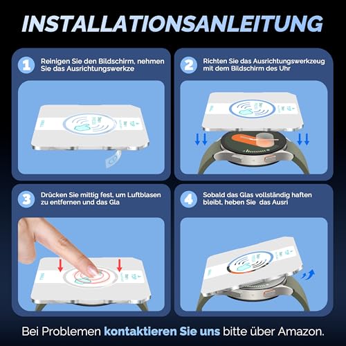 Misxi 5 Stück 9H Gehärtetes Glas Displayschutzfolien für Samsung Galaxy Watch 7/6 40mm – inkl. Auto-Ausrichtungstool, Ultra-Dünn & Blasenfrei, Kratzfester Panzerschutz mit Anti-Fingerprint