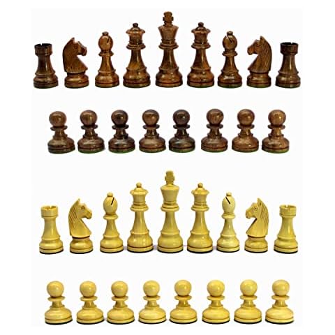 StonKraft - Wooden Chess Pieces Pawn with Extra Queens Chessmen Figurine Pieces Coins (3.75" King Height) Cover