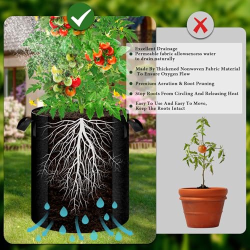 UJG 3 Pack 20 Gallon 360° Visibility Potato Grow Bags with Shading Flap, Plant Grow Bags for Growing Potatoes Heavy Duty Thickened Nonwoven Fabric Gardening Vegetable Growing Bags with Harvest Window by UJG - Image 3