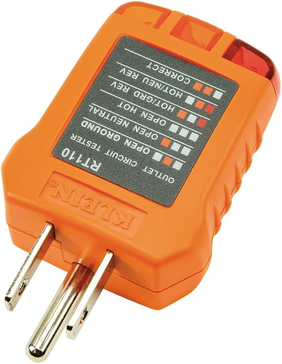 Klein Tools RT110 Outlet Tester, AC Electrical Receptacle Tester for North American Outlets