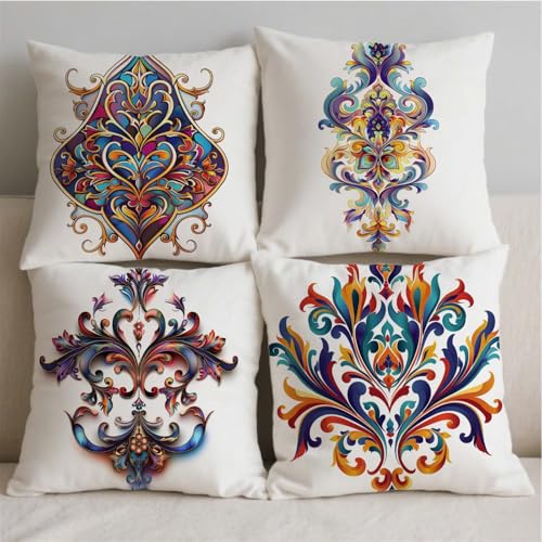 Housse coussin 70x70cm imperméable en lin texturé au design bohème chic - 3