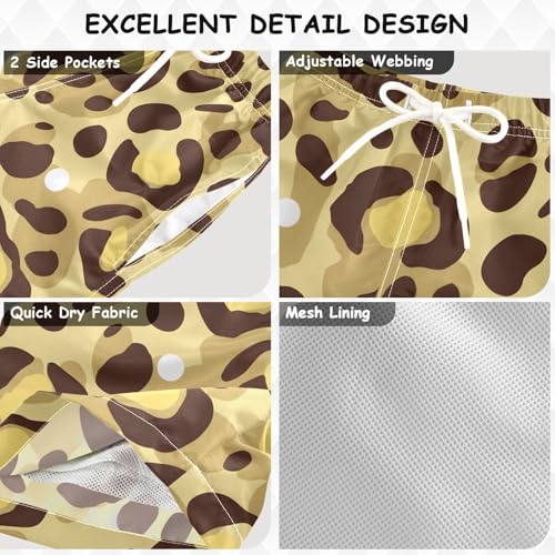 Boys Swim Trunks Yellow Leopard Print Cheetah Toddler Swim Shorts Beach Board Shorts Swimsuit2