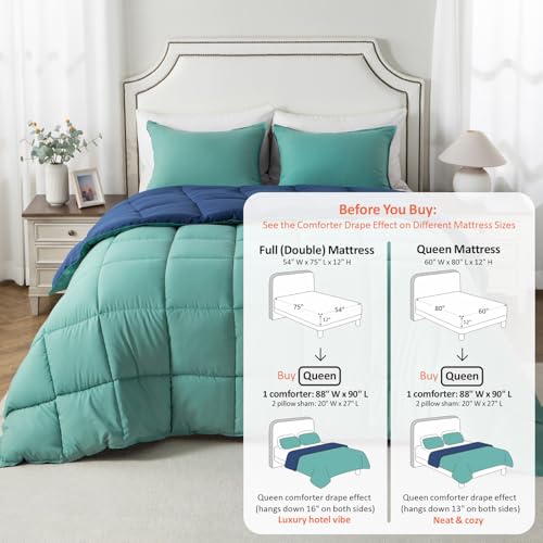 Image of KASENTEX Queen Comforter Set, Reversible,Goose Down Alternative,All Season