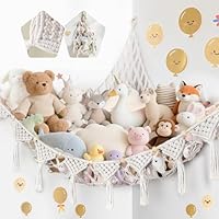 Aevorant Bohemian-Stil Kuscheltier Aufbewahrungsnetz – Weiße Hängematte für Plüschtiere mit 500L Volumen, Wandregal für Kinderzimmer Dekoration und Sichere Spielzeugorganisation