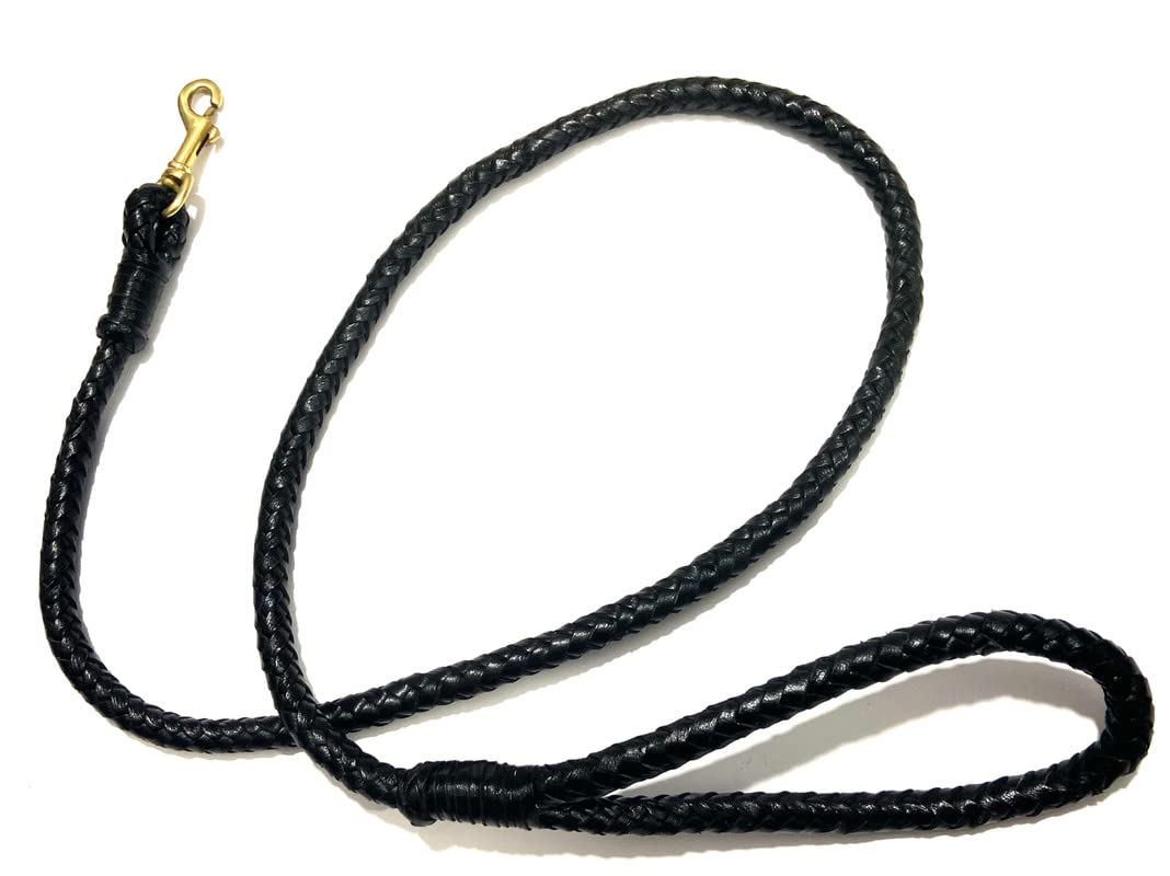 Pets Triangle Leather Dog Leash 6ft, Soft Durable Genuine Handmade Braided Leather Dog Lead, Heavy Duty Strong Dog Training Walking Dog Leash Leather for Large & Medium Dogs (full black) (B0BSCGSMTV) Amazon Price History, Amazon Price Tracker