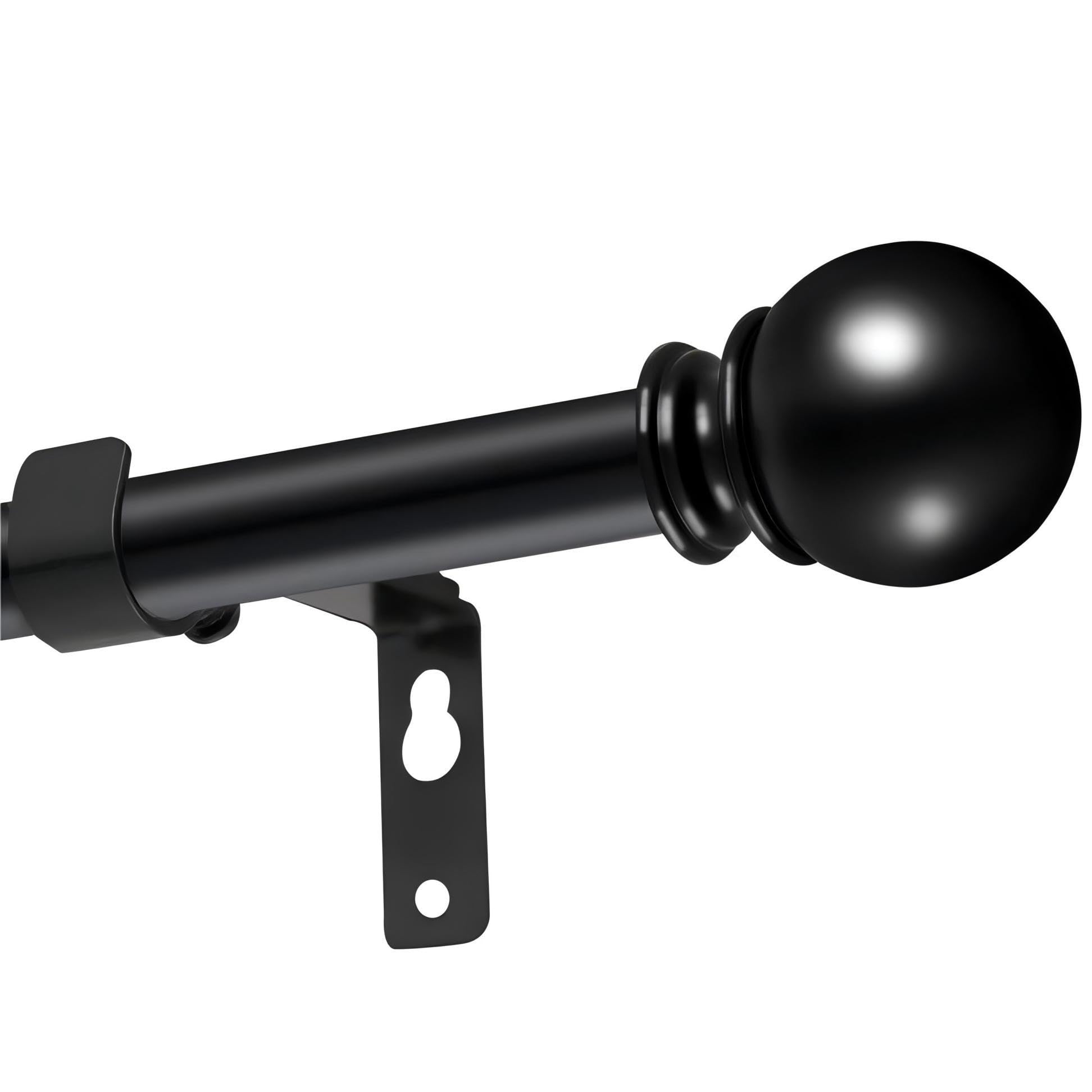 Asta Per Tende Estensibile Nera In Metallo – Da 45 A 114 Cm, Diametro 2,5 Cm, Con Staffe E Fissaggi, Per Tende Leggere E Medie - 3