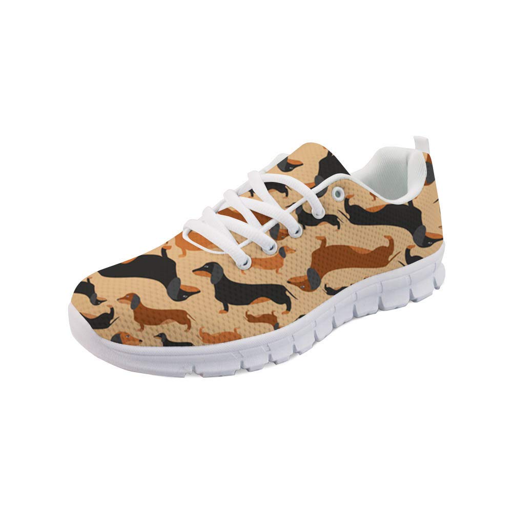 WHEREISART Teenager Sport Running Women's Walking Outdoor Sneaker Breathable Running Shoes Cute Dogs Print
